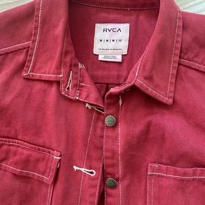 RVCA Red Distressed Denim Jacket